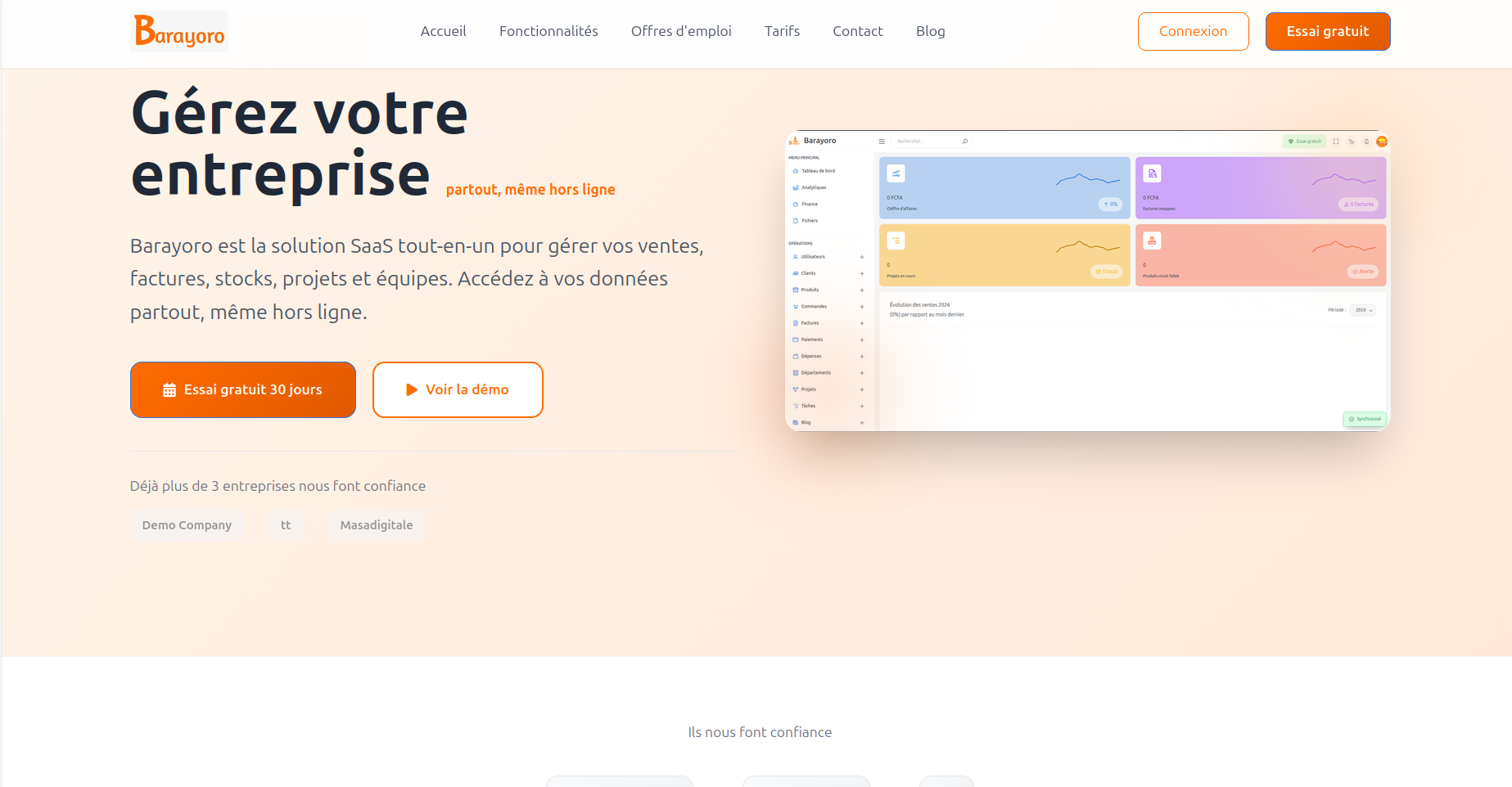 Barayoro - Plateforme de gestion d'entreprise